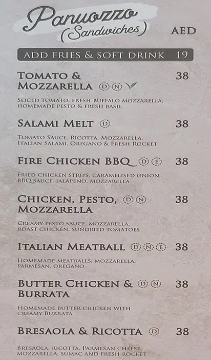 Gino's Deli Menu, Menu for Gino's Deli, Al Dhafrah, Abu Dhabi