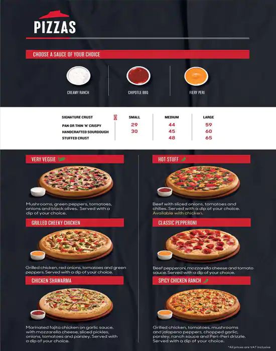 Pizza Hut - بيتزا هت Menu, Menu for Pizza Hut - بيتزا هت, Masdar City, Abu Dhabi 