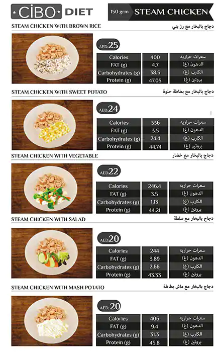 Cibo Diet Menu, Menu for Cibo Diet, Tourist Club Area (Al Zahiyah), Abu Dhabi 