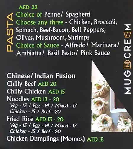 Mug N Cream Cafe Menu, Menu for Mug N Cream Cafe, Najda, Abu Dhabi 