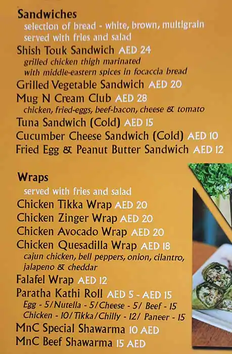 Mug N Cream Cafe Menu, Menu for Mug N Cream Cafe, Najda, Abu Dhabi 