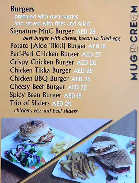 Mug N Cream Cafe Menu, Menu for Mug N Cream Cafe, Najda, Abu Dhabi 