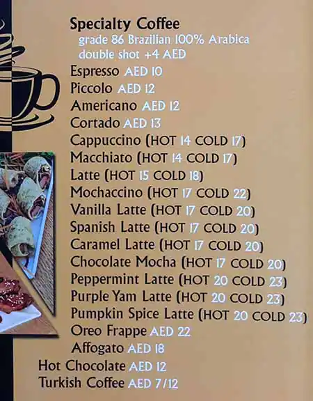 Mug N Cream Cafe Menu, Menu for Mug N Cream Cafe, Najda, Abu Dhabi 