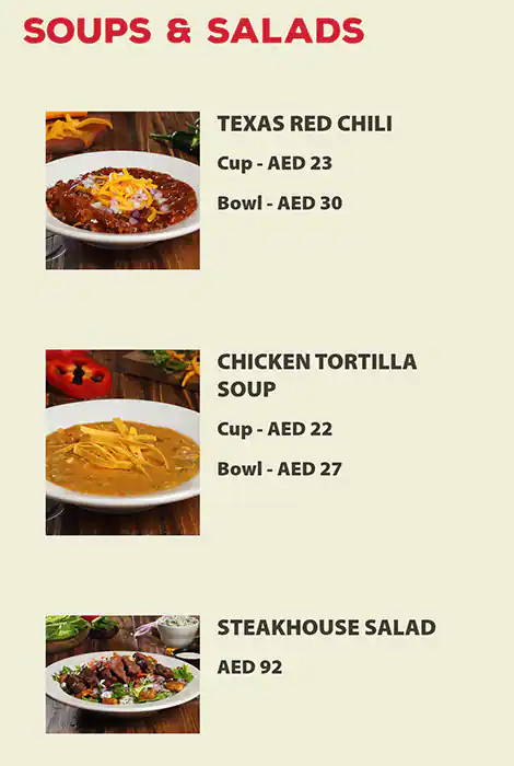 Texas Roadhouse Menu, Menu for Texas Roadhouse, Al Maryah Island, Abu Dhabi 