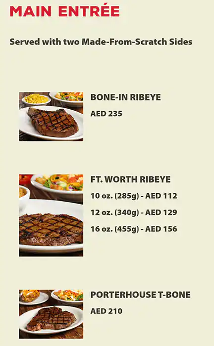 Texas Roadhouse Menu, Menu for Texas Roadhouse, Al Maryah Island, Abu Dhabi 