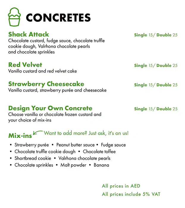 Shake Shack Menu, Menu for Shake Shack, Al Maryah Island, Abu Dhabi 