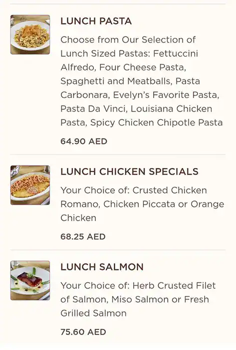 The Cheesecake Factory Menu, Menu for The Cheesecake Factory, Al Maryah Island, Abu Dhabi 