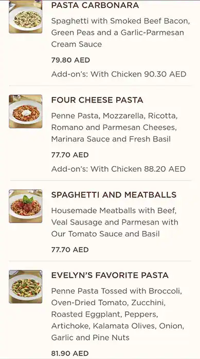 The Cheesecake Factory Menu, Menu for The Cheesecake Factory, Al Maryah Island, Abu Dhabi 