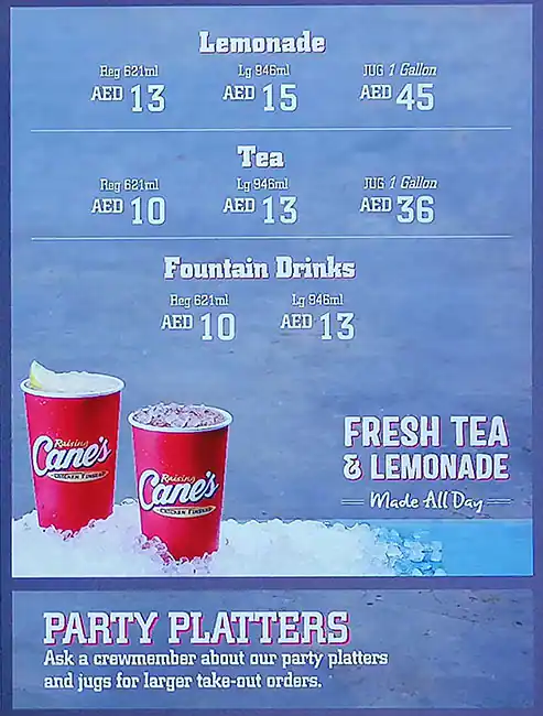 Raising Cane's Menu, Menu for Raising Cane's, Al Maryah Island, Abu Dhabi 