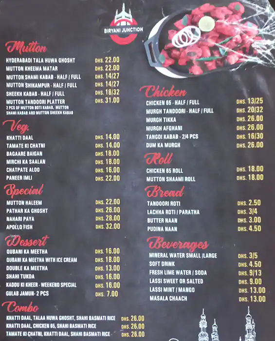 Biryani Junction Menu, Menu for Biryani Junction, Al Khan, Sharjah 