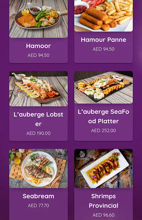 L'Auberge Restaurant & Lounge مطعم ولاونج الأوبرج. Menu 