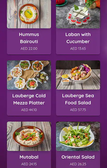 L'Auberge Restaurant & Lounge مطعم ولاونج الأوبرج. Menu 