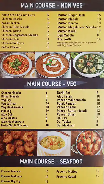 Empire Mangalore Restaurant Menu 