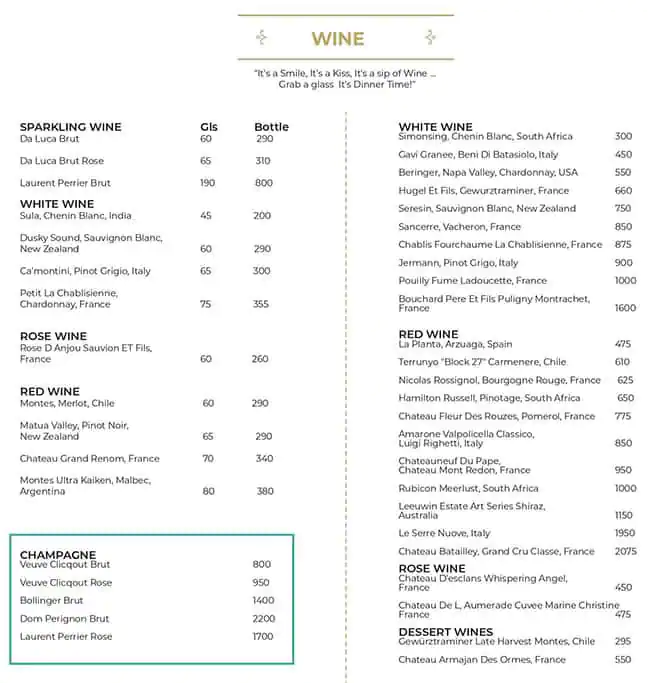 Moksh Restaurant & Lounge - Conrad Abu Dhabi Etihad Towers Menu 