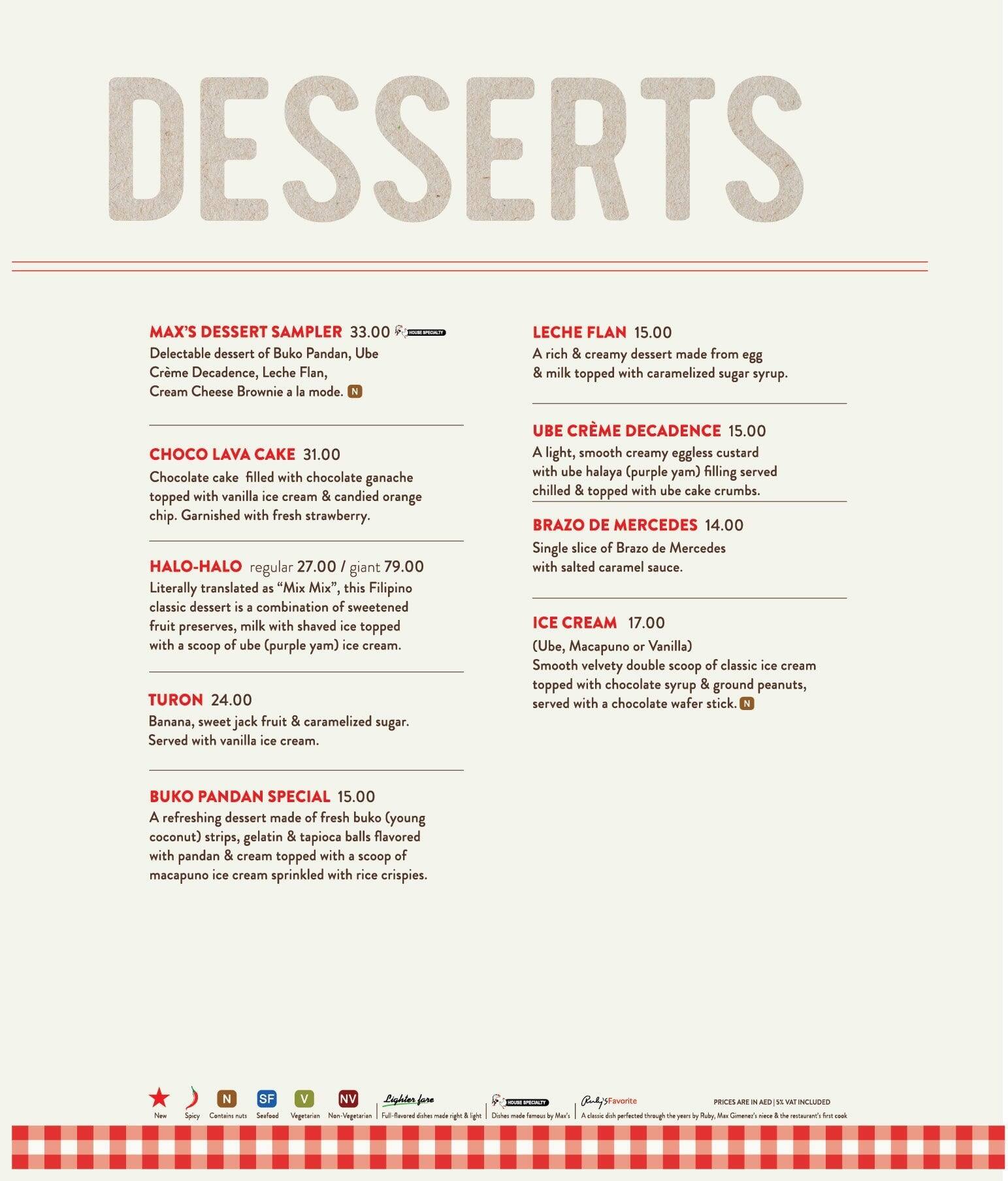 Max's Restaurant Menu, Menu for Max's Restaurant, Al Nahda, Sharjah 