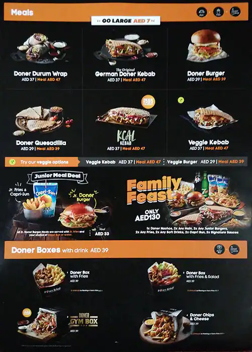 Doner Kebab Menu, Menu for Doner Kebab, Al Karamah, Abu Dhabi 