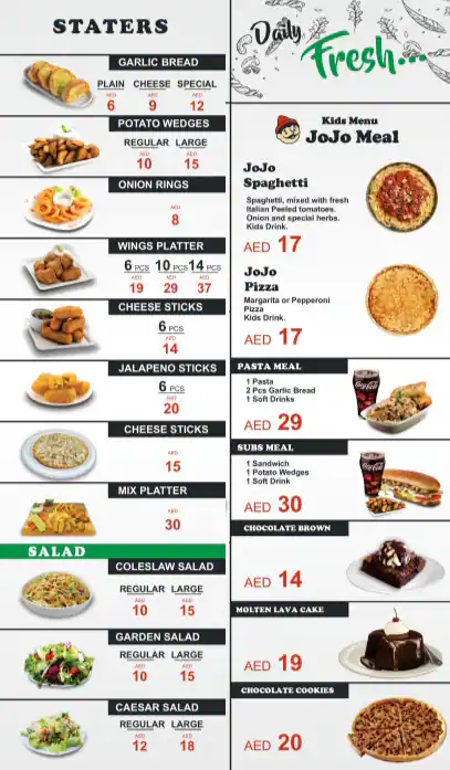 Pizza Inn Menu, Menu for Pizza Inn, Al Khan, Sharjah 