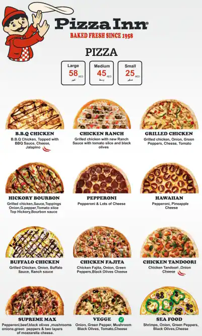 Pizza Inn Menu, Menu for Pizza Inn, Al Khan, Sharjah 