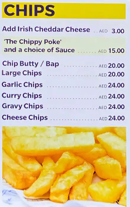 The Chippy  Menu, Menu for The Chippy , Khalifa Park Area, Abu Dhabi 