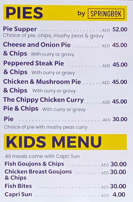 The Chippy  Menu, Menu for The Chippy , Khalifa Park Area, Abu Dhabi 