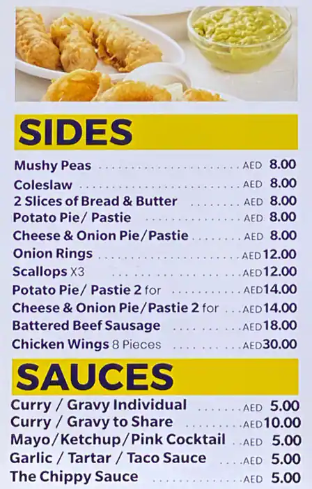 The Chippy  Menu, Menu for The Chippy , Khalifa Park Area, Abu Dhabi 