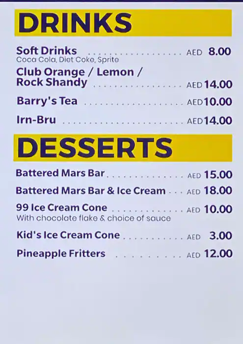 The Chippy  Menu, Menu for The Chippy , Khalifa Park Area, Abu Dhabi 