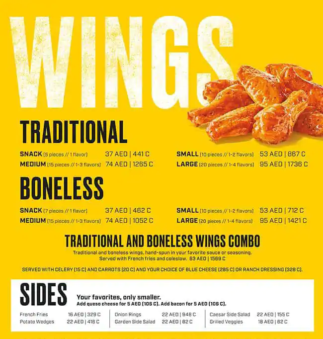 Buffalo Wild Wings Menu, Menu for Buffalo Wild Wings, University City, Sharjah 