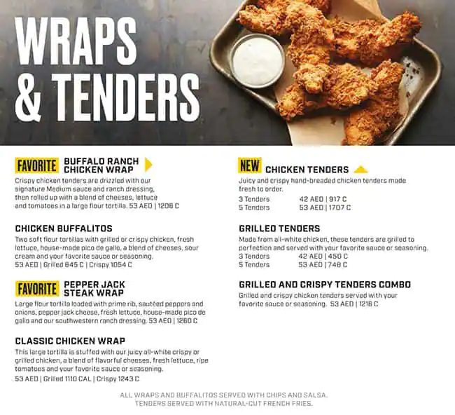 Buffalo Wild Wings Menu, Menu for Buffalo Wild Wings, University City, Sharjah 