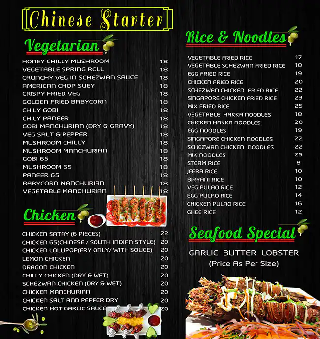 Zaitoon Multi Cuisine Restaurant Menu 