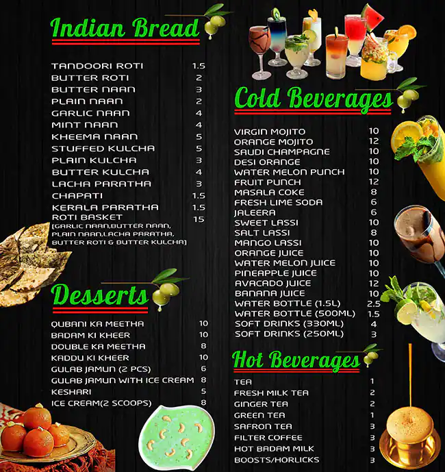 Zaitoon Multi Cuisine Restaurant Menu 