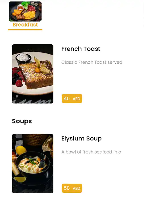 Elysium Cafe & Restaurant Menu 