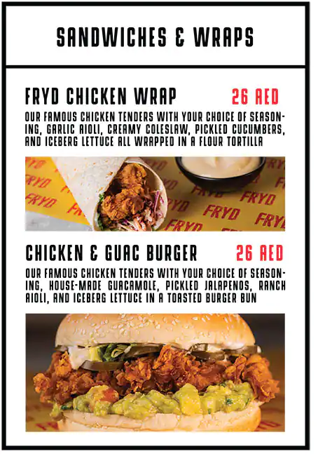 FRYD: Fried Chicken Menu, Menu for FRYD: Fried Chicken, Mussafah Shabiya, Abu Dhabi 