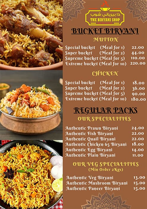 The Biryani Shop Menu, Menu for The Biryani Shop, Mussafah Shabiya, Abu Dhabi 