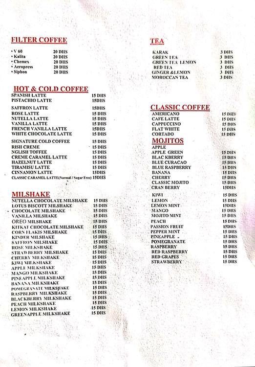 Prestige Billiards Menu, Menu for Prestige Billiards, Al Khalidiya, Abu Dhabi 