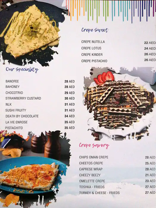 Crepelicious Sweet Menu, Menu for Crepelicious Sweet, Al Mushrif, Abu Dhabi 