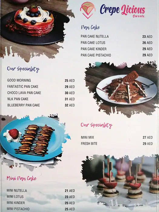 Crepelicious Sweet Menu, Menu for Crepelicious Sweet, Al Mushrif, Abu Dhabi 