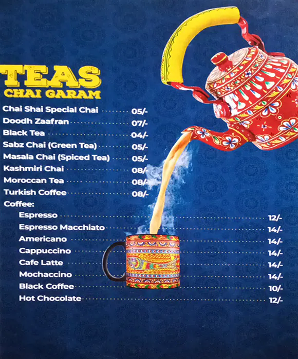 Chai Shai Restaurant And Coffee Shop Menu 