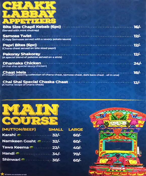 Chai Shai Restaurant And Coffee Shop Menu 