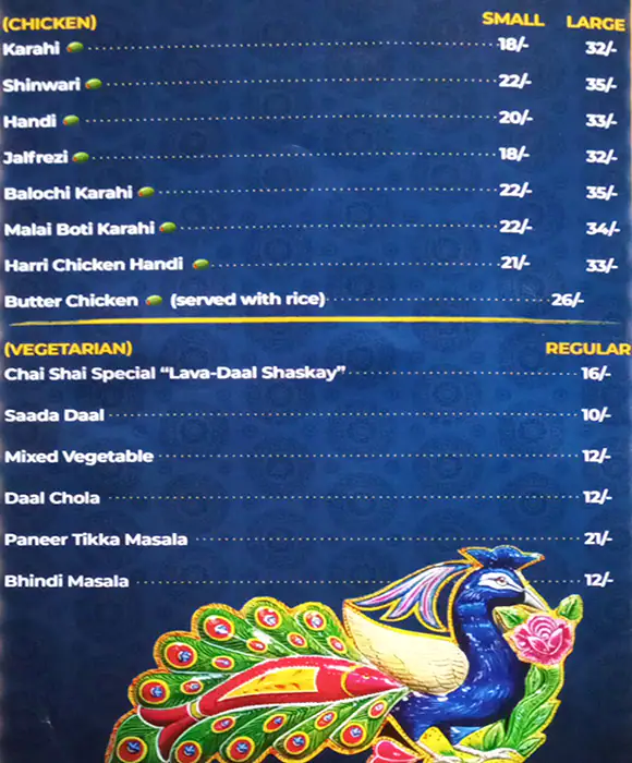 Chai Shai Restaurant And Coffee Shop Menu 