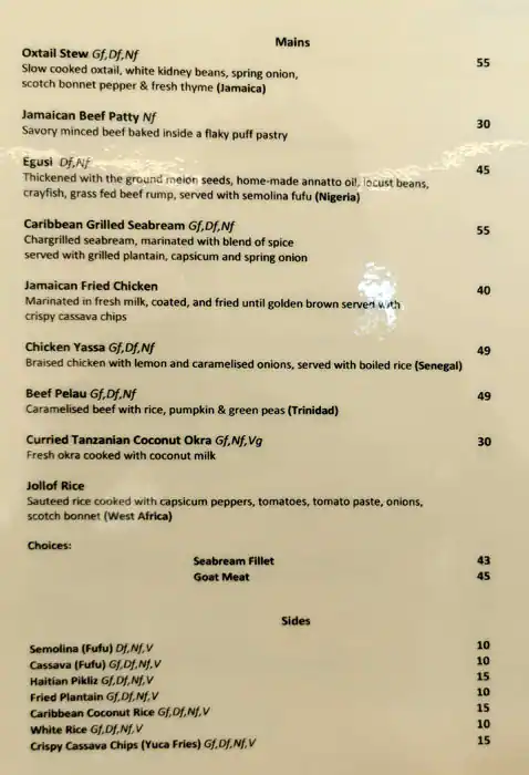 Abayomi Cafe & Restaurant Menu 