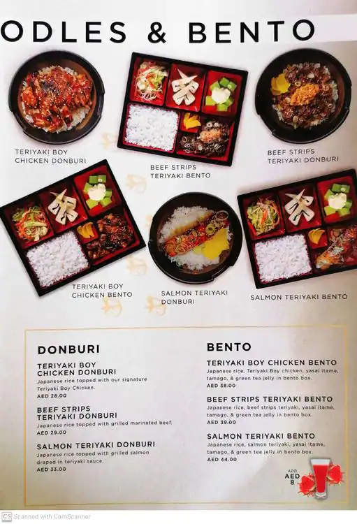 Teriyaki Boy & Sizzlin' Steak Menu 