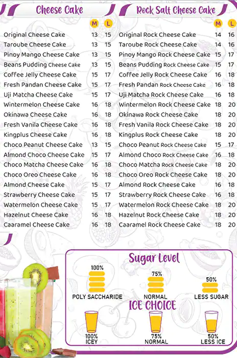 Zagu Milk Tea Drinks Cafe Menu 