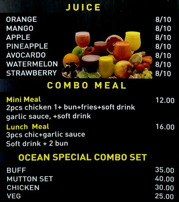 Ocean Ceylon Restaurant Menu, Menu for Ocean Ceylon Restaurant, Tourist Club Area (Al Zahiyah), Abu Dhabi 