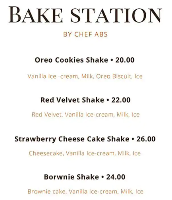 Bake Station Menu, Menu for Bake Station, Al Mushrif, Abu Dhabi 