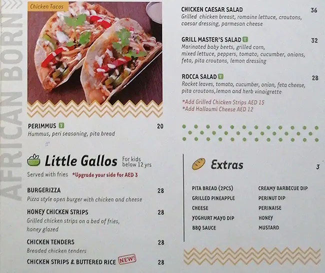 Galitos Menu, Menu for Galitos, Khalifa City, Abu Dhabi 