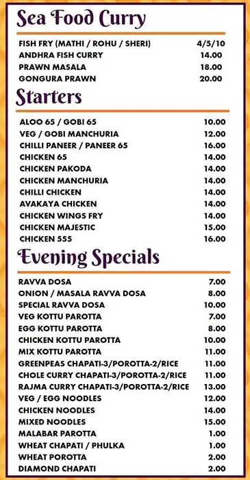 Telangana Restaurant Menu, Menu for Telangana Restaurant, Mussafah Shabiya, Abu Dhabi 