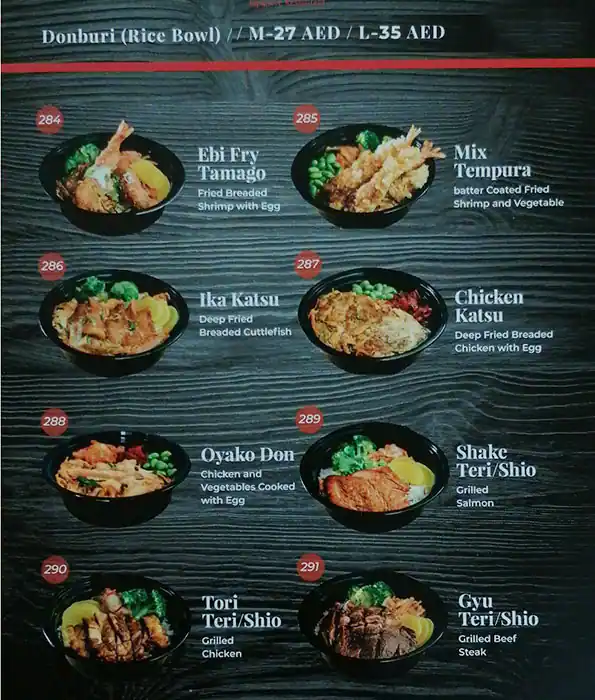 Samurai Japanese Restaurant  Menu 