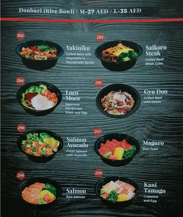 Samurai Japanese Restaurant  Menu 