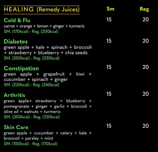 Healthy Juicery Menu, Menu for Healthy Juicery, Al Khalidiya, Abu Dhabi 