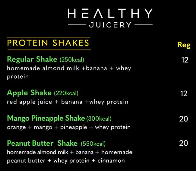 Healthy Juicery Menu, Menu for Healthy Juicery, Al Khalidiya, Abu Dhabi 